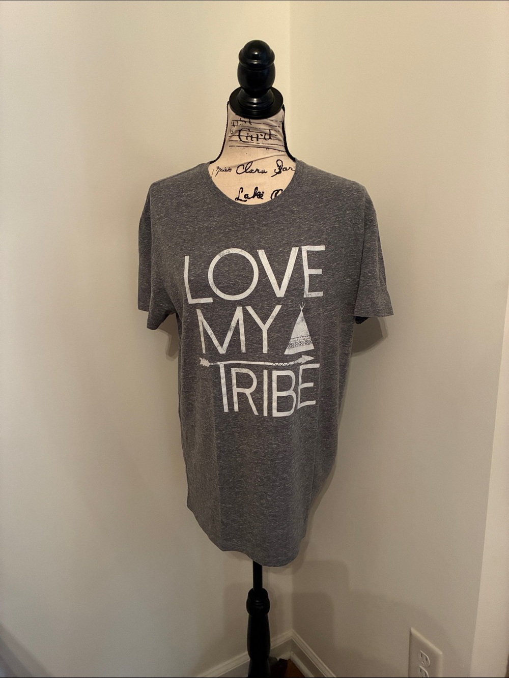 Atx Mafia Gray 'Love My Tribe' Graphic Tee - White Print